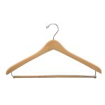 Men's Hanger, Open Hook Contour with Locking Bar, Natural with Nickel Hook